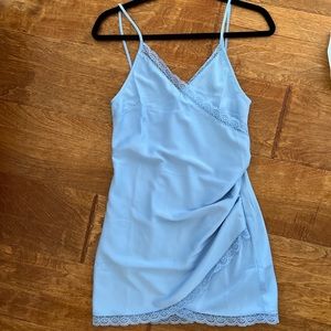 Blue Mini Silk Bodycon dress // urban outfitters